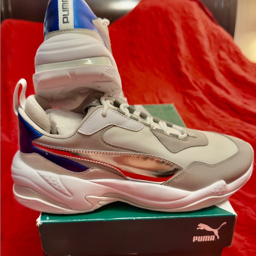 Puma Silver and Blue Athletic Shoes